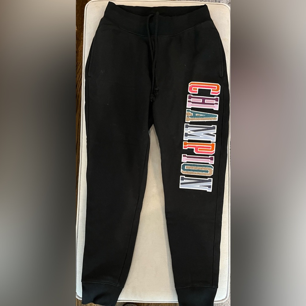 Men’s Champion black sweats, Size medium